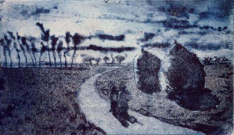 Camille Pissarro Twilight with Haystacks oil painting picture